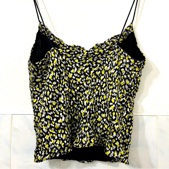 Alice + Olivia Small Harmon Silk Yellow/Black Cowl Neck Fairy Grunge Slip Tank - Picture 5 of 14
